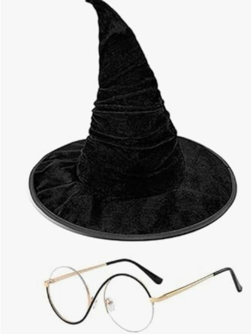 Elphaba Thropp Black Velvet Hat and Eyeglasses.
